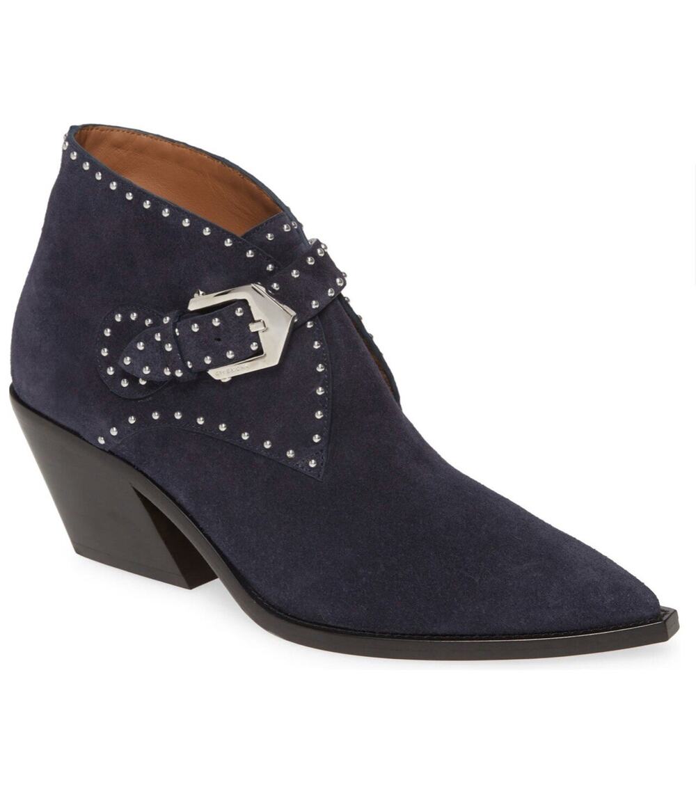 NIB Givenchy Elegant Blue Suede Studded Western Booties Sz 35.5EU/5.5US $1095.00